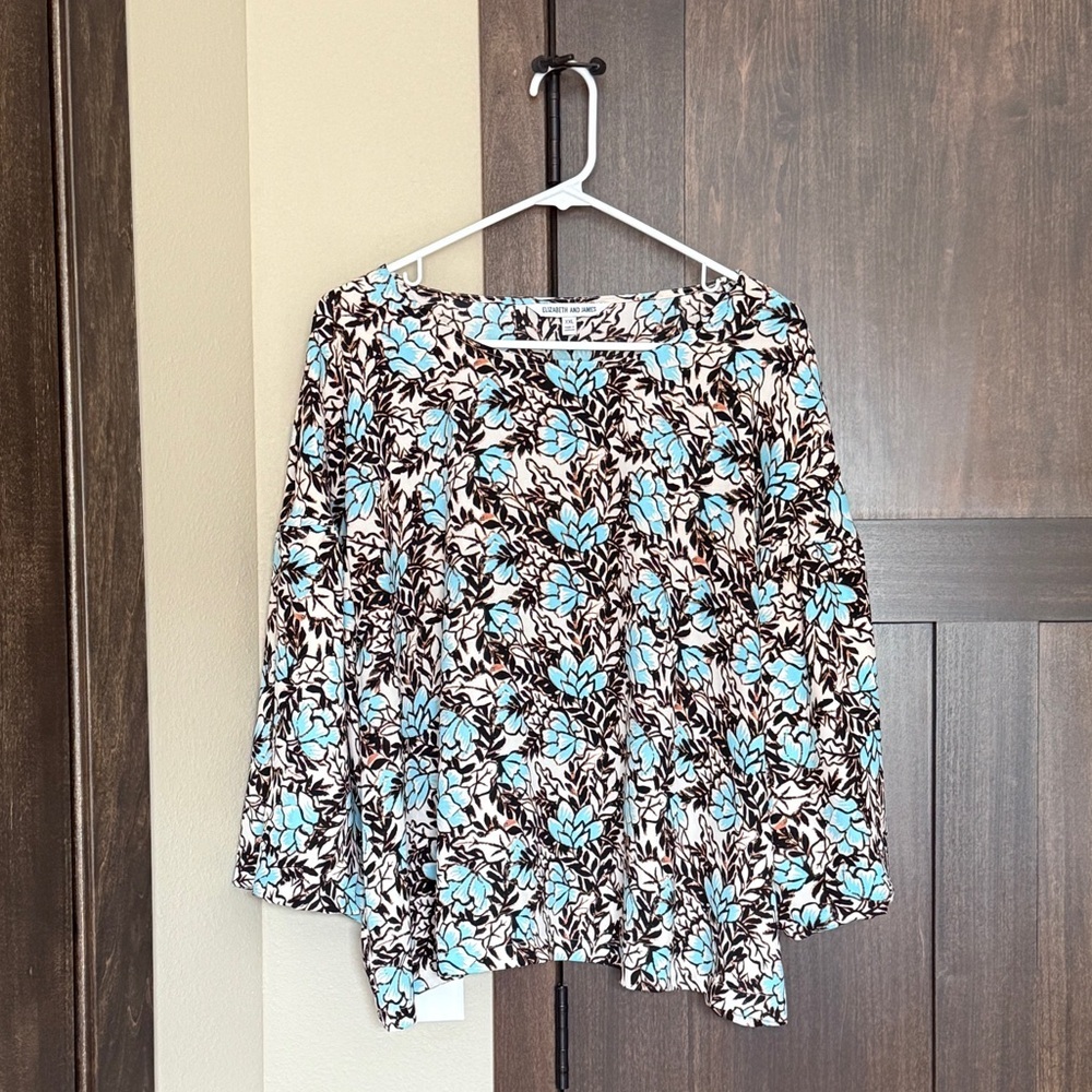 Elizabeth And James Women’s Multicolor Floral Blouse 3/4 Balloon Sleeve Size XXL